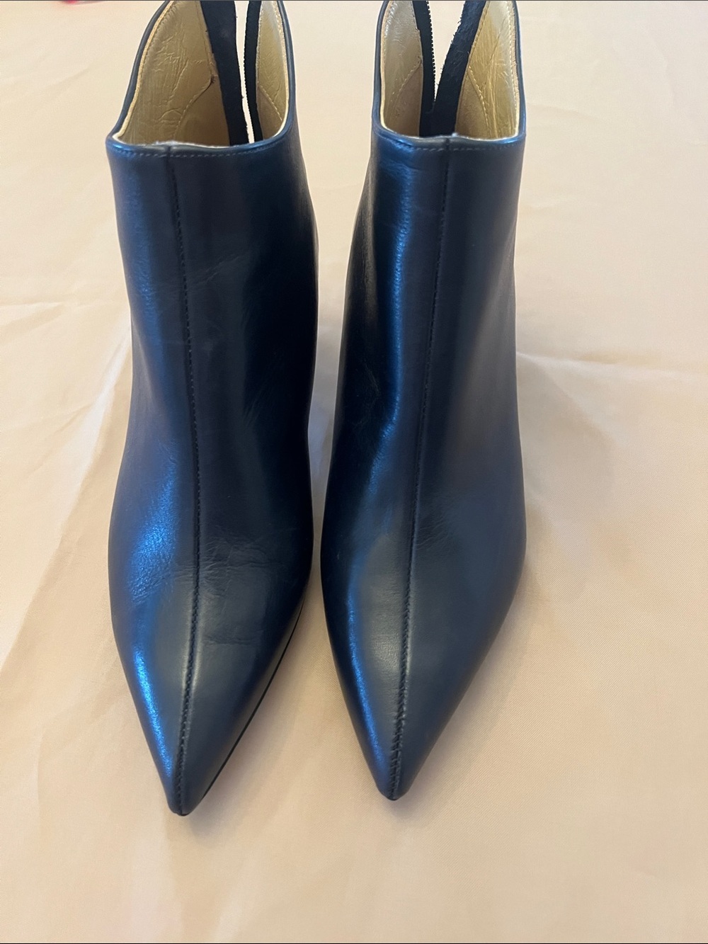 Classic Navy Blue Pointed-Toe Ankle Booties
